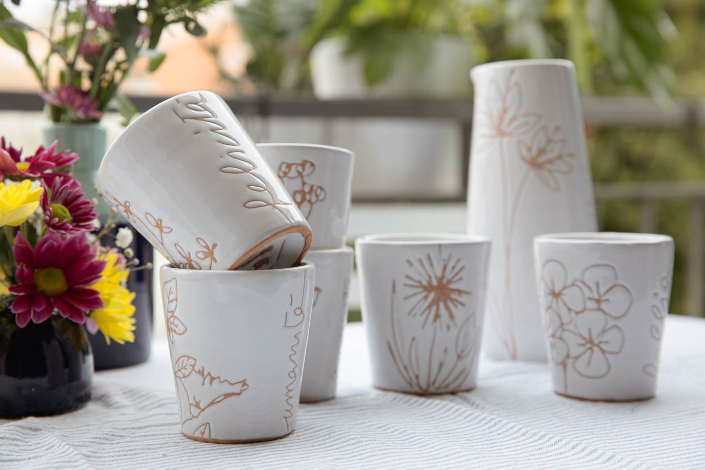 Set 6 bicchieri da tavola in ceramica