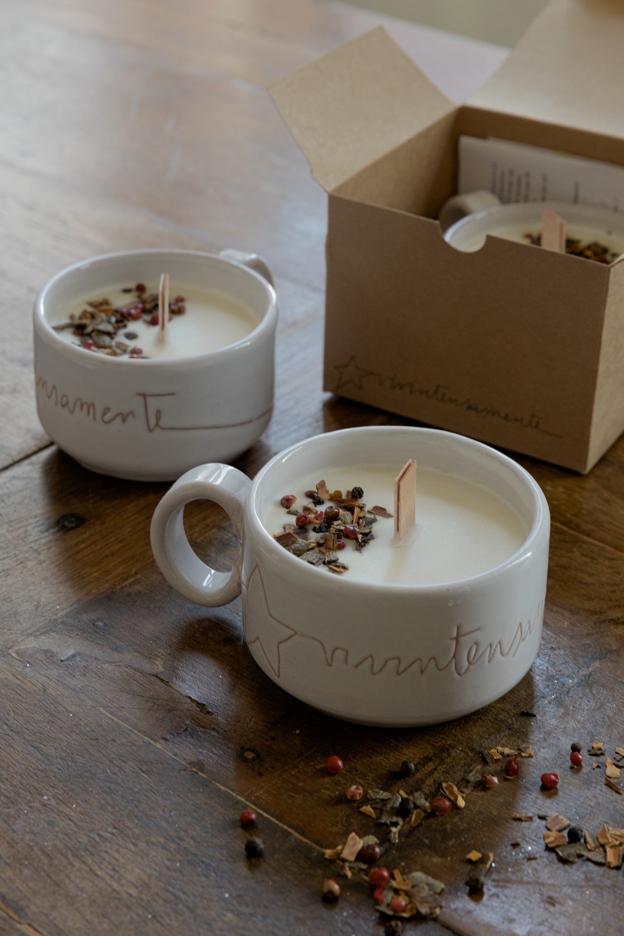 set due candele cera di soia in tazza ceramica - 150 gr
