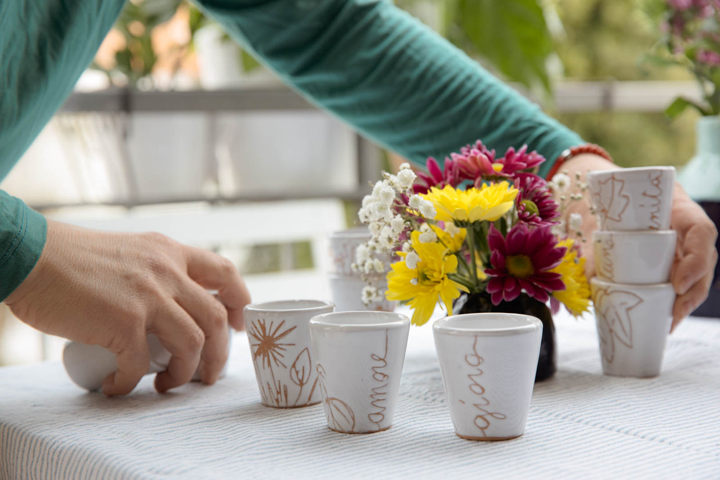 set bicchierini caffè e liquore in ceramica