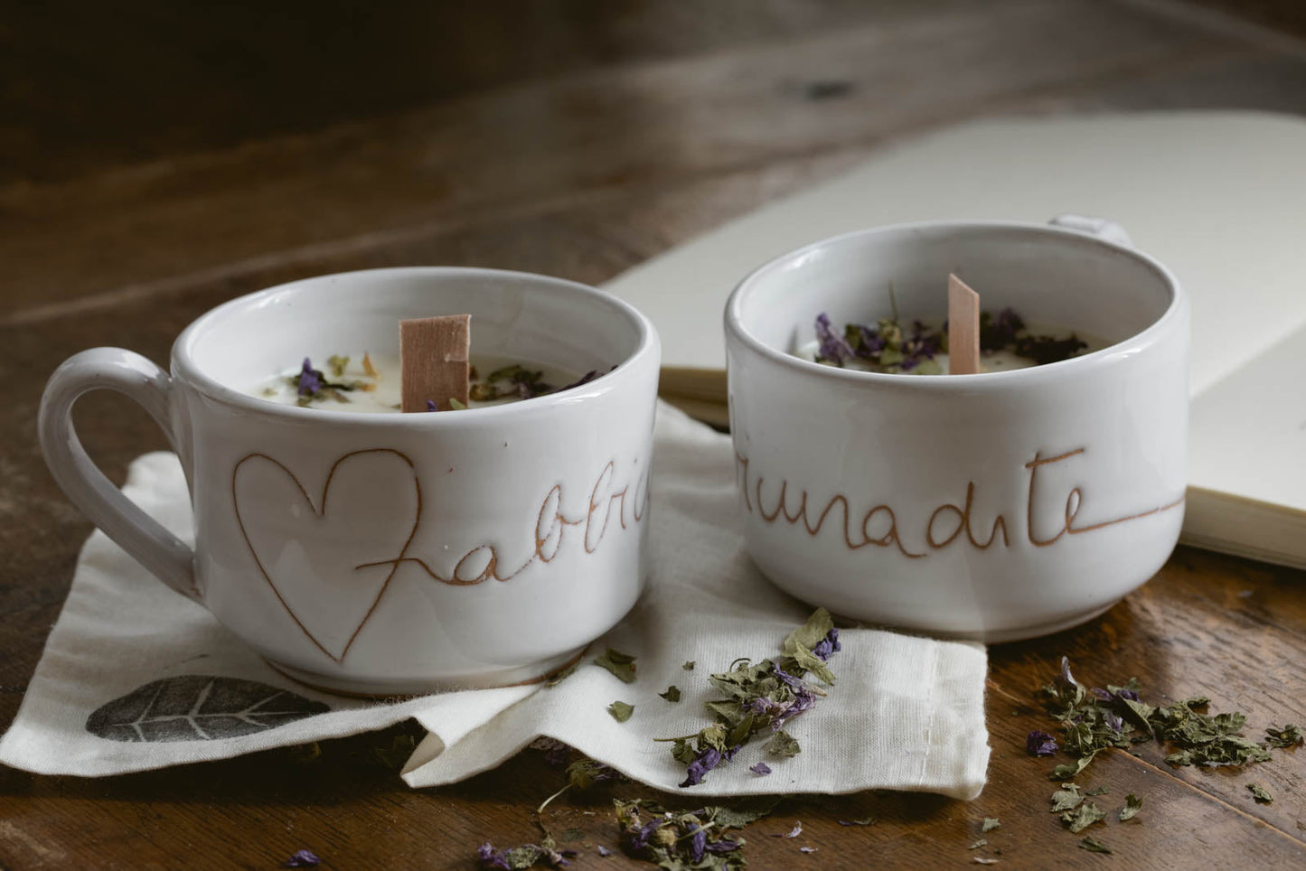 set due candele cera di soia in tazza ceramica - 150 gr