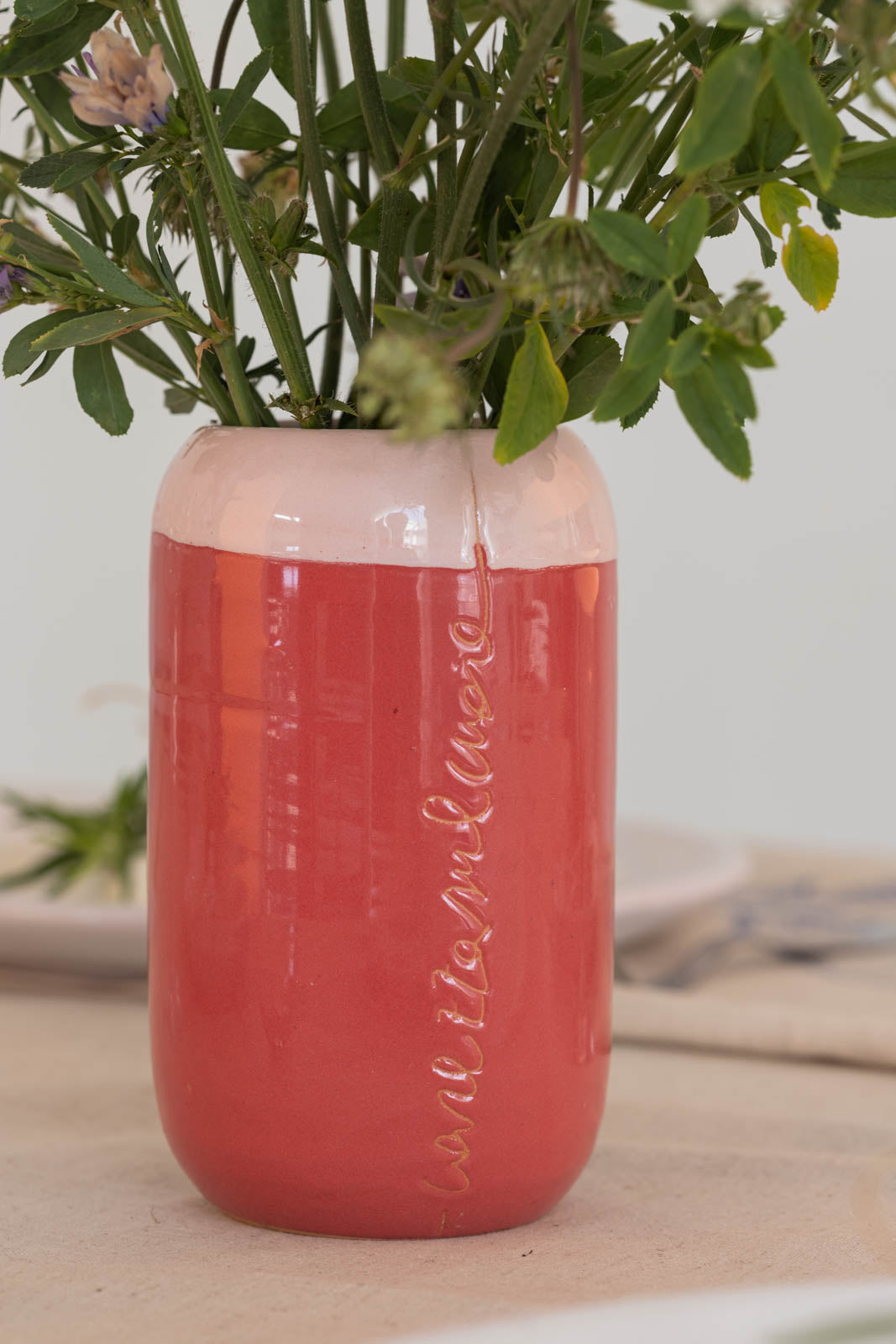 Vaso forma cilindrica rosa altezza 10 cm
