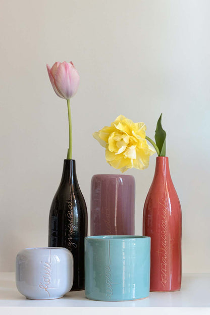 Vaso viola in ceramica altezza 27 cm