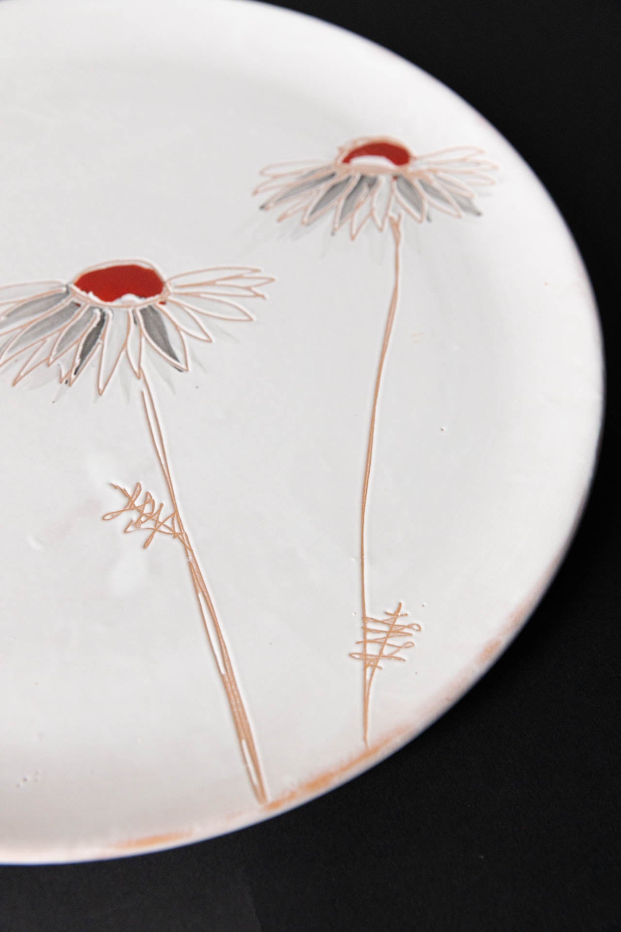 piatto piano portata fiori 30cm in ceramica